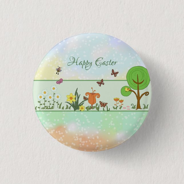 Papierfrühling Ostern  1 Inch Round Button (Front)