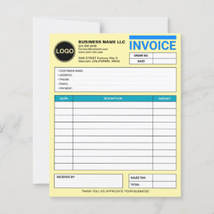 Papiers de facture de vente à logo d'entreprise pe