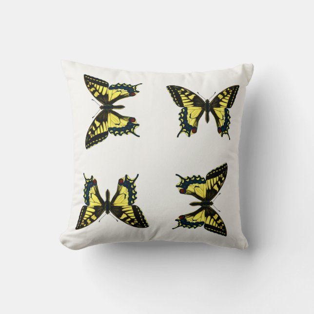 Papilio machaon - Old World Swallowtail Butterfly Throw Pillow (Front)