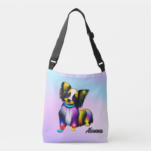 Papillion Pop Art Pastel Personalized  Crossbody Bag (Front)