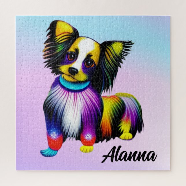 Papillion Pop Art Pastel Personalized   Jigsaw Puzzle (Vertical)