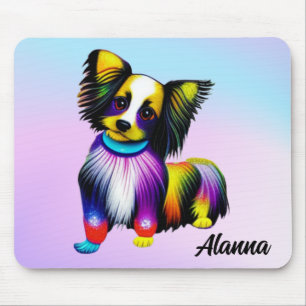 Papillion Pop Art Pastel Personalized Mouse Pad
