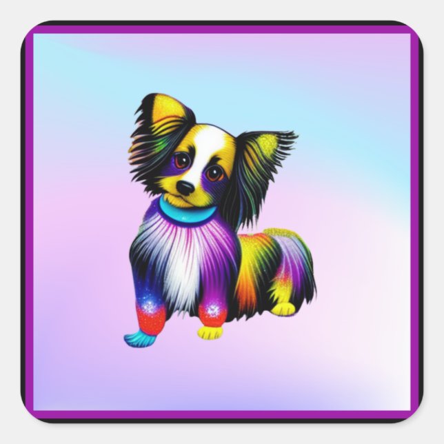 Papillion Pop Art Pastel   Square Sticker (Front)