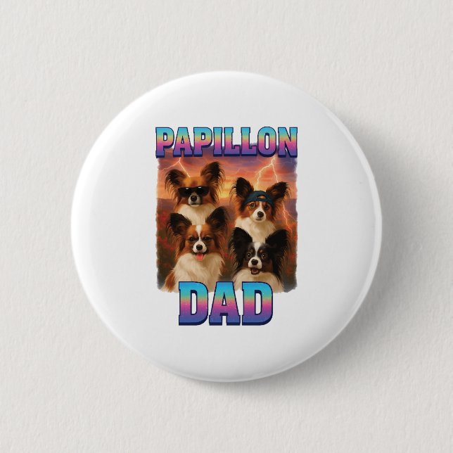 Papillon 2 Inch Round Button (Front)