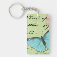 Papillon à ailes bleues sur carte postale Turquois