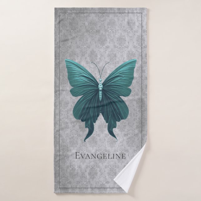 Papillon à bijoux turquoise (Serviette de bain)