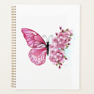 Papillon à fleurs avec Sakura rose