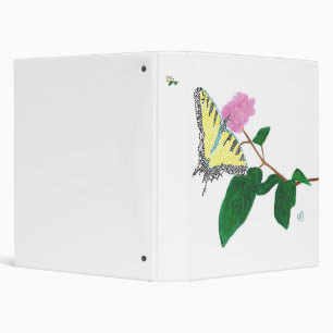 Papillon à queue jaune sur Classeur à fleurs rose