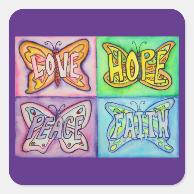 Papillon Ailes Word Art Autocollants personnalisés (Devant)
