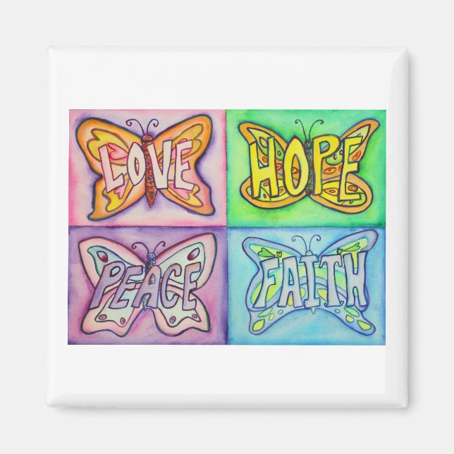 Papillon Ailes Word Art Inspiration Frigo Aimant (Devant)