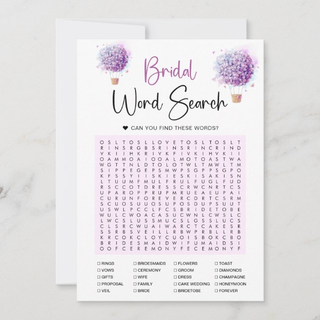 Papillon Air Balloon Word Recherche Carte de jeu (Devant)