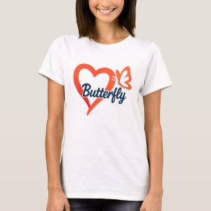 Papillon amour du coeur   T-shirt femme romantique
