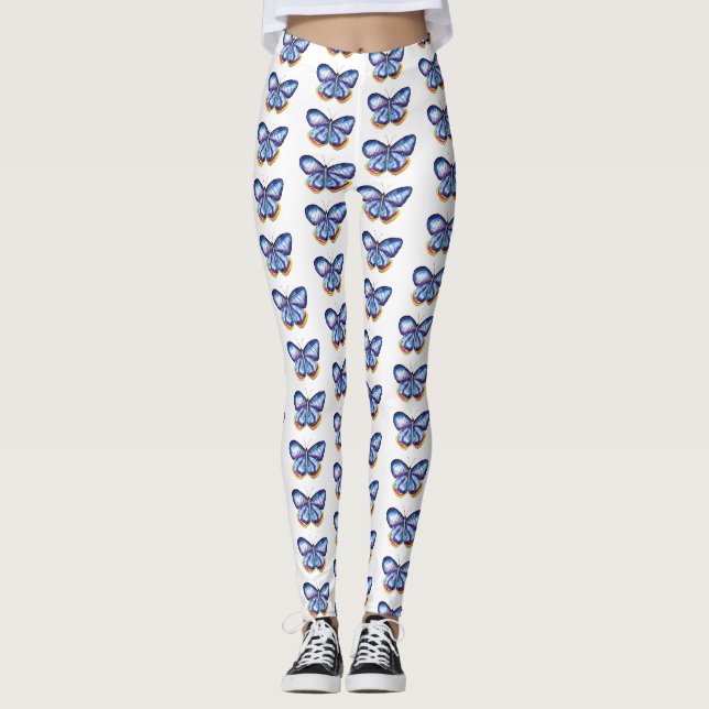 Papillon Aquarelle Art Dessin Leggings uniques (Devant)