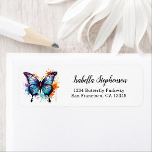 Papillon aquarelle coloré Adresse de retour