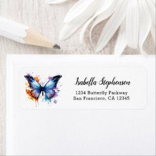 Papillon aquarelle coloré Adresse de retour