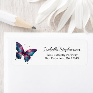 Papillon aquarelle turquoise violet Adresse de ret