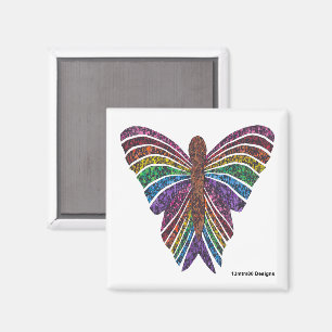 Papillon Arc-en-ciel (blanc) - Aimant