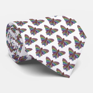 Papillon arc-en-ciel (blanc) - Cravate