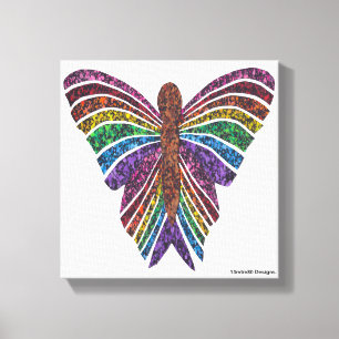Papillon Arc-en-ciel (blanc) - Impression sur toil