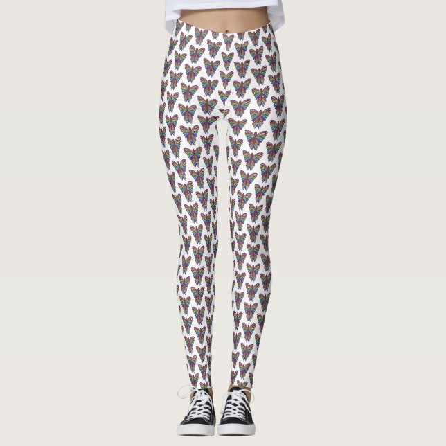 Papillon Arc-en-ciel (blanc) - Leggings (Devant)