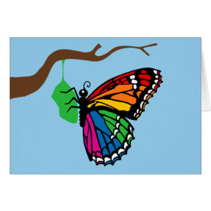 Papillon arc-en-ciel émergeant de Chrysalis