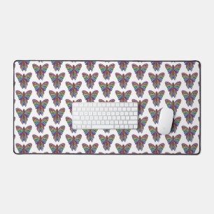 Papillon Arc-en-ciel (motif blanc) - Tapis de bure