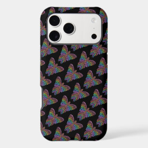 Papillon Arc-en-ciel (noir) - Coque iPhone