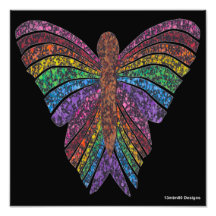 Papillon Arc-en-ciel (noir) - Impression photo