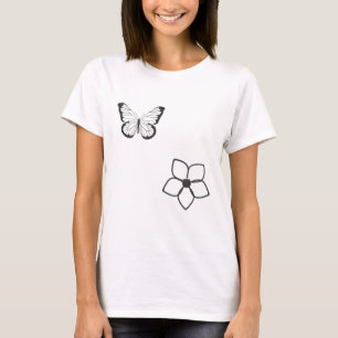 Papillon Argent Abstrait Et T-shirt Fleur