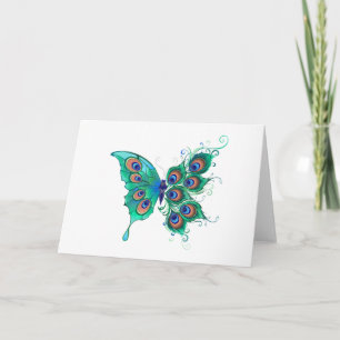 Papillon aux plumes de paon vert