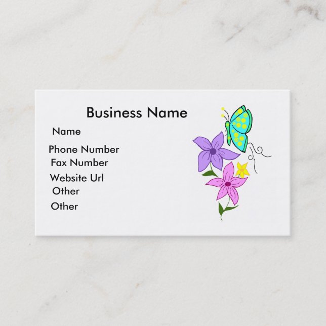 papillon avec le carte de visite de fleurs (Devant)