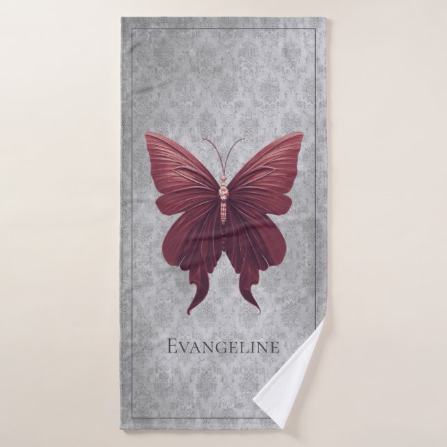 Papillon Bijou Rouge (Serviette de bain)