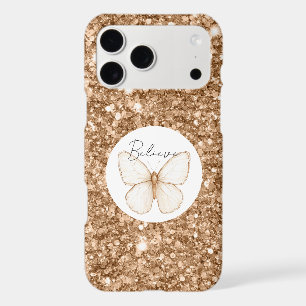 Papillon blanc faux paillettes dorées