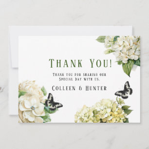 Papillon blanc Hydrangea Mariage Merci Cartes