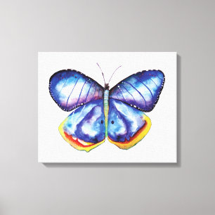 Papillon bleu Aquarelle Art Toile unique