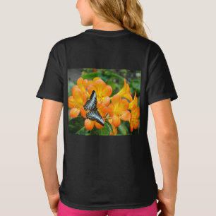 Papillon bleu avec T-shirt Rhododendron tropical