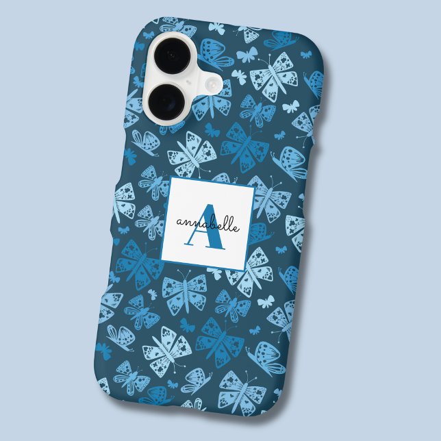 Papillon bleu fantaisiste (Blue butterfly personalized iPhone case)