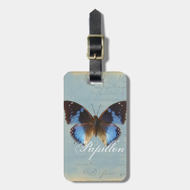 Papillon bleu luggage tag (Front Vertical)