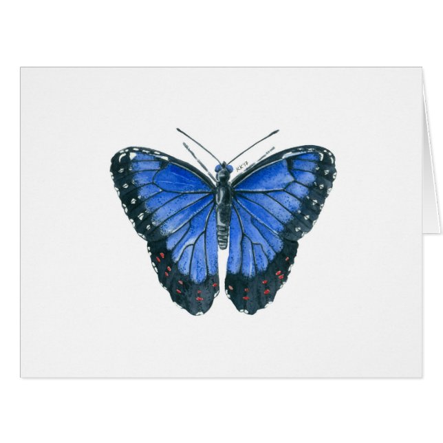 Papillon bleu Morpho aquarelle peinture (Devant horizontal)