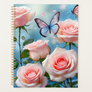 Papillon bleu rose doux