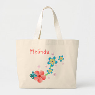 Papillon bleu rose Floral Grand Sac fourre-tout