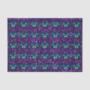 Papillon bleu sur le papier de soie de soie