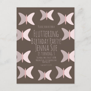 Papillon bohème Pastel rose Invitation d'anniversa