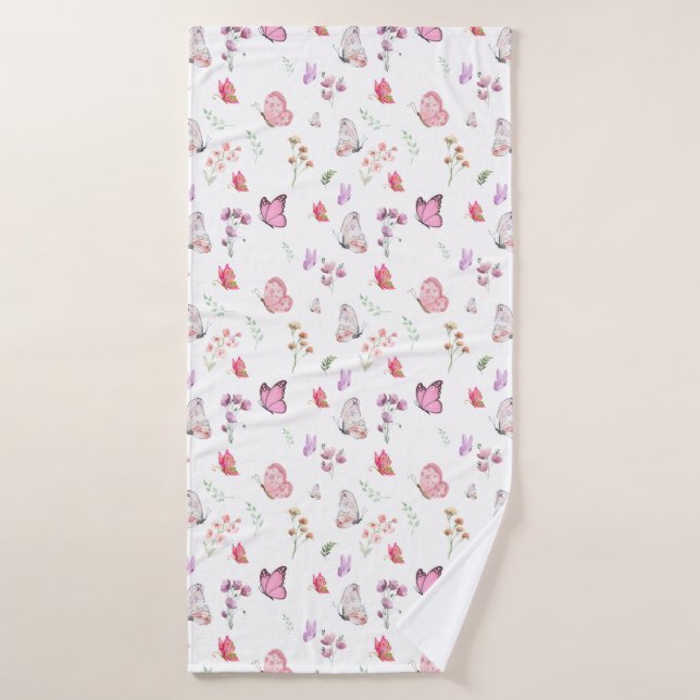 Papillon Boho aquarelle (Serviette de bain)
