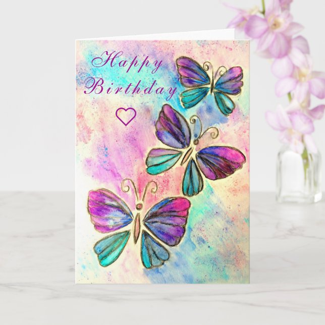 Papillon Bonne carte d'anniversaire papillons vola (Orchidée)