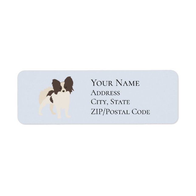 Papillon Cartoon Dog Adresse de retour Label (Devant)