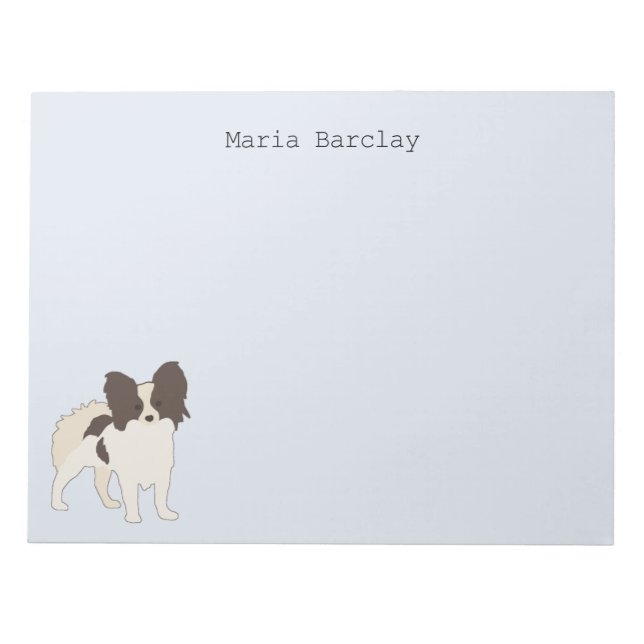 Papillon Cartoon Dog Notepad (Front)