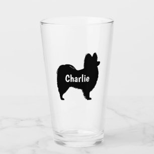 Papillon Chien Silhouette Boire sur mesure Verre
