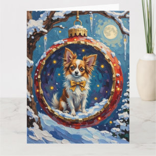 Papillon Christmas Bauble Ornament Holiday Card