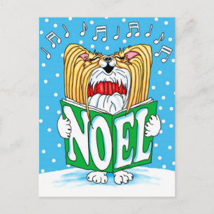 Papillon Christmas Caroler RW Holiday Postcard